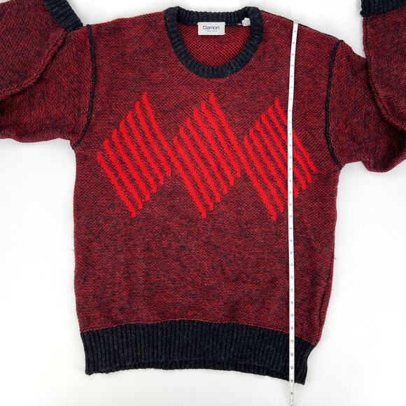 Damon Tall Man Vintage 100% Wool Red Argyle Sweater Size XLT - Picture 5 of 9